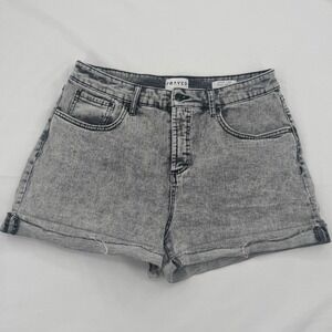 Womans Sz 30 Frayed Jeans Super High Denim Short Gray Acid Wash Summer Festival